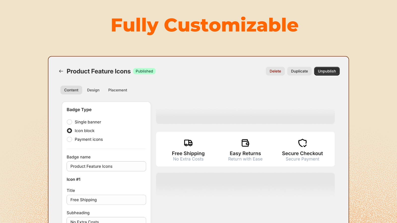Custom Text Trust Badges and Icons for Shopify Store