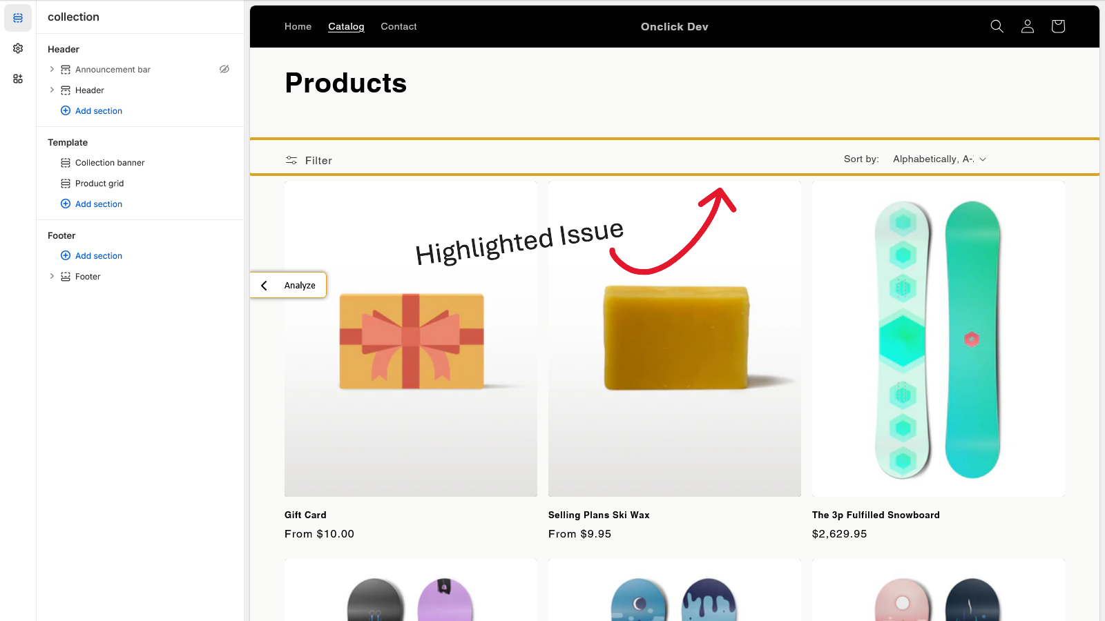 Highlighted elements with accessibility issues