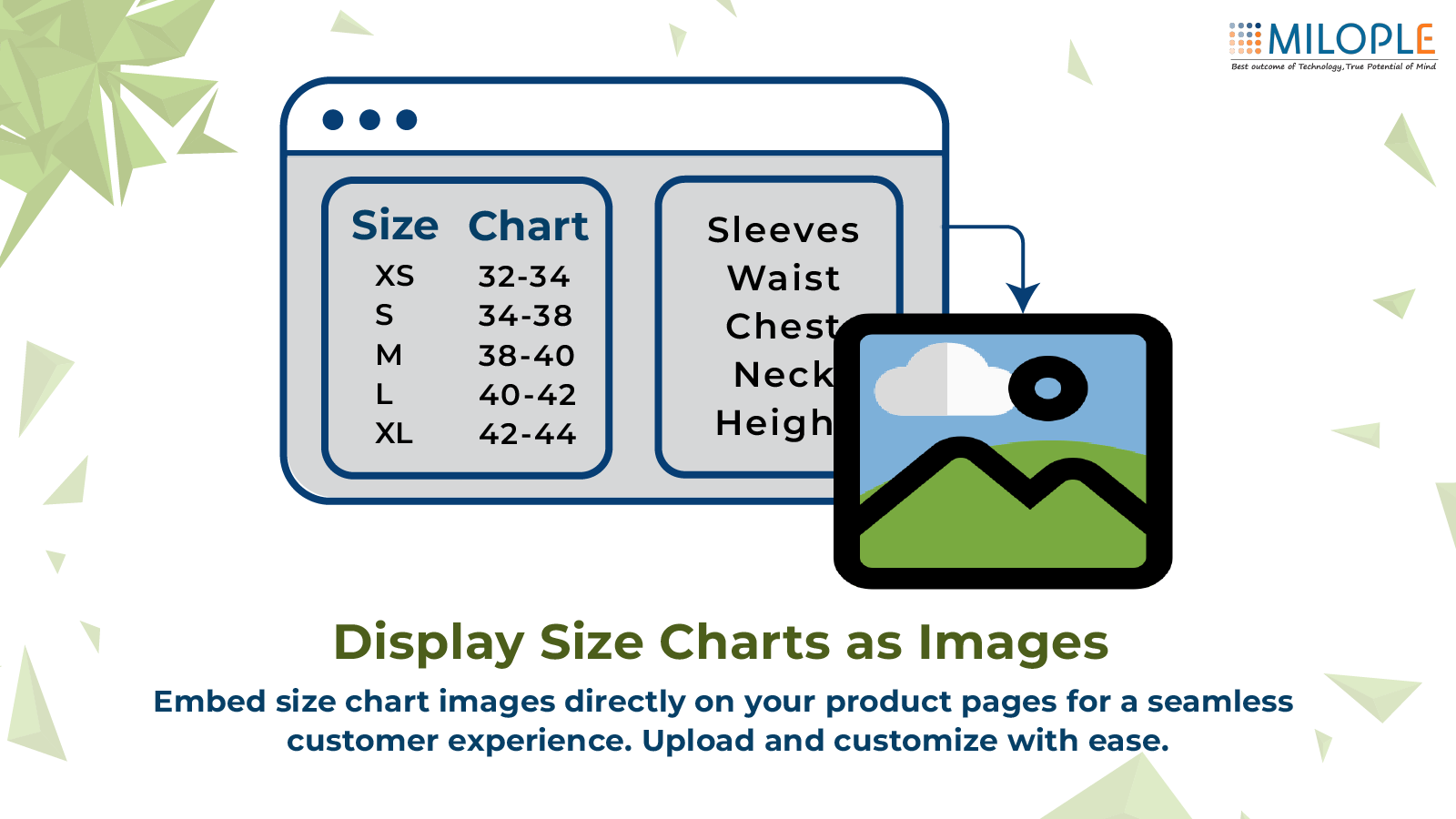 Display Size Charts as Images