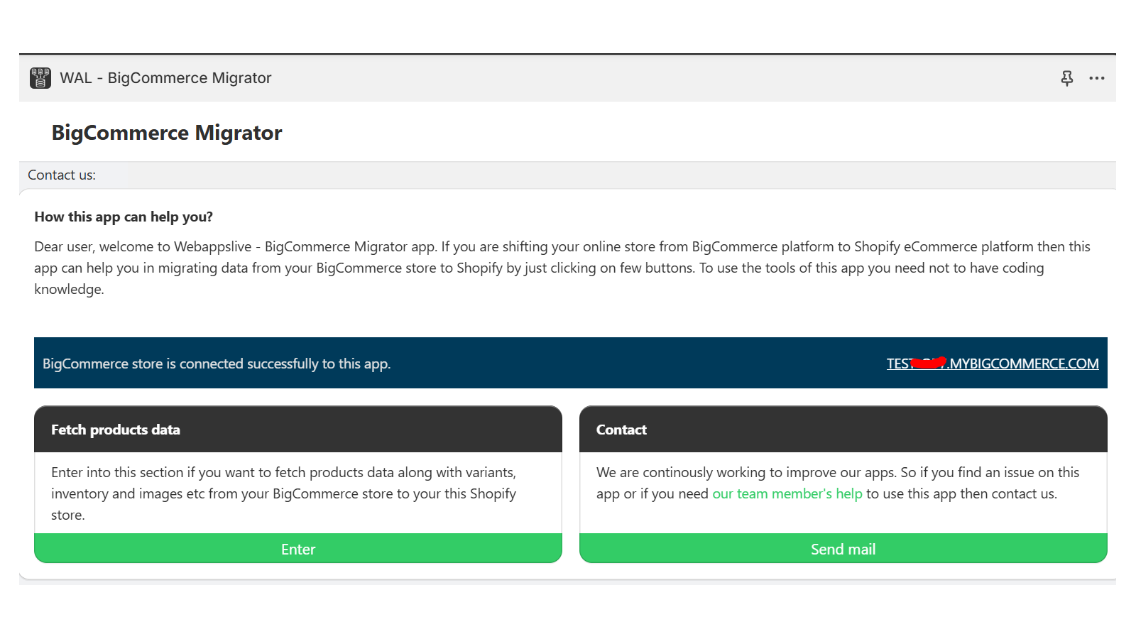 BigCommerce Migrator Connected