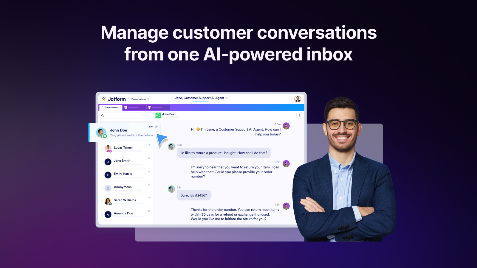 Manage conversations from AI-powered inbox