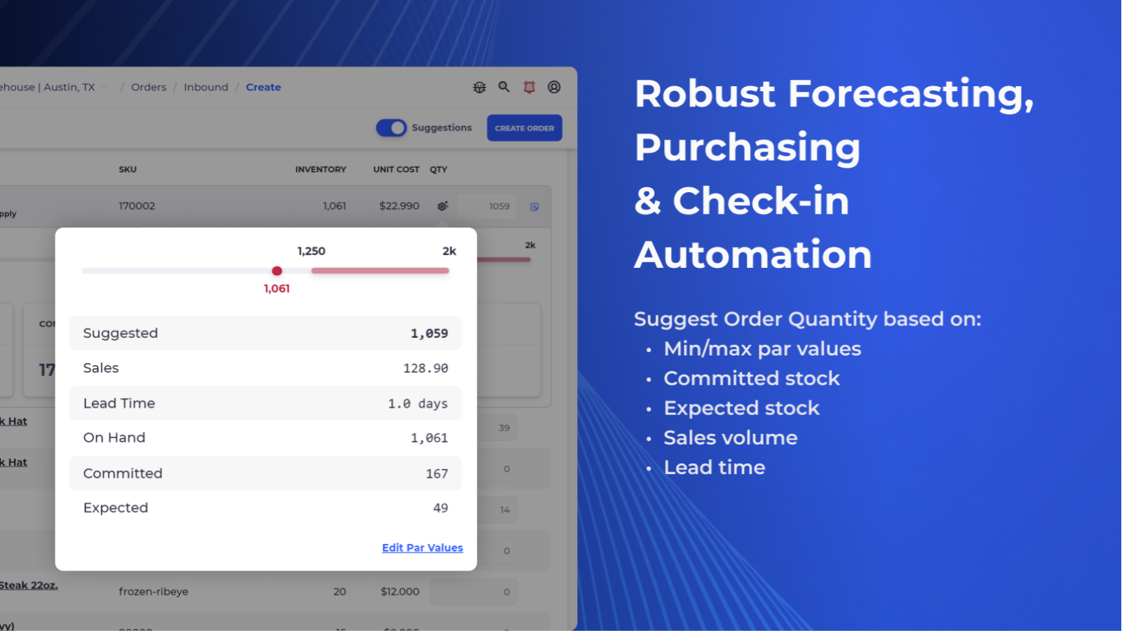 Intelligent forecasting and full purchasing module