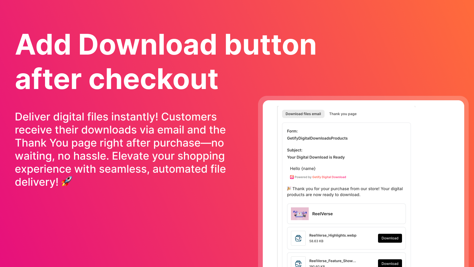 Add download button after checkout