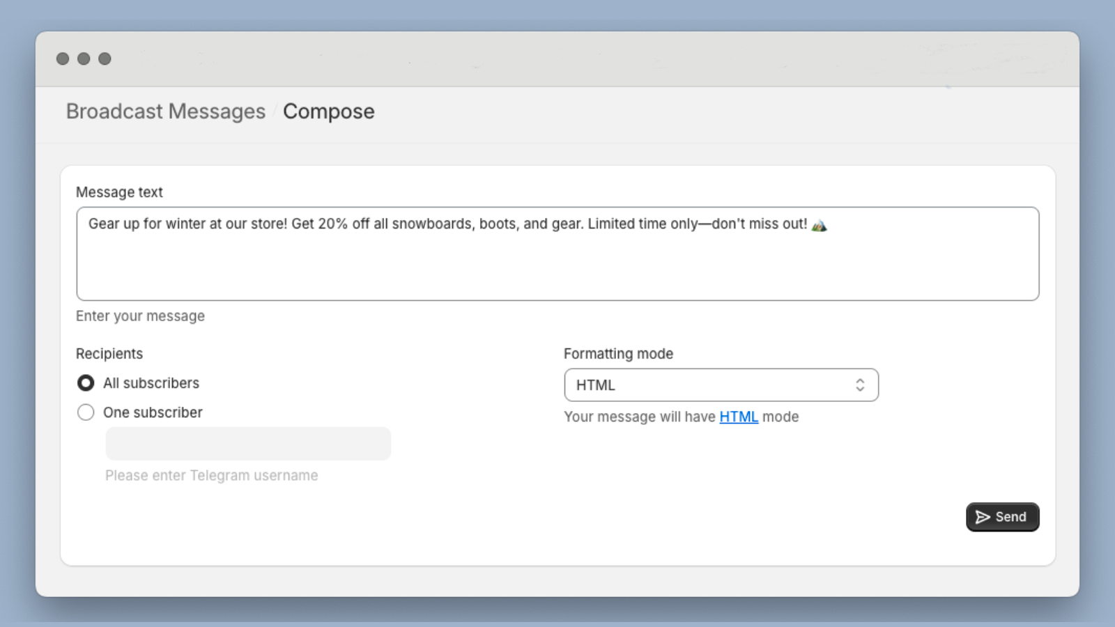 Sending a broadcast message