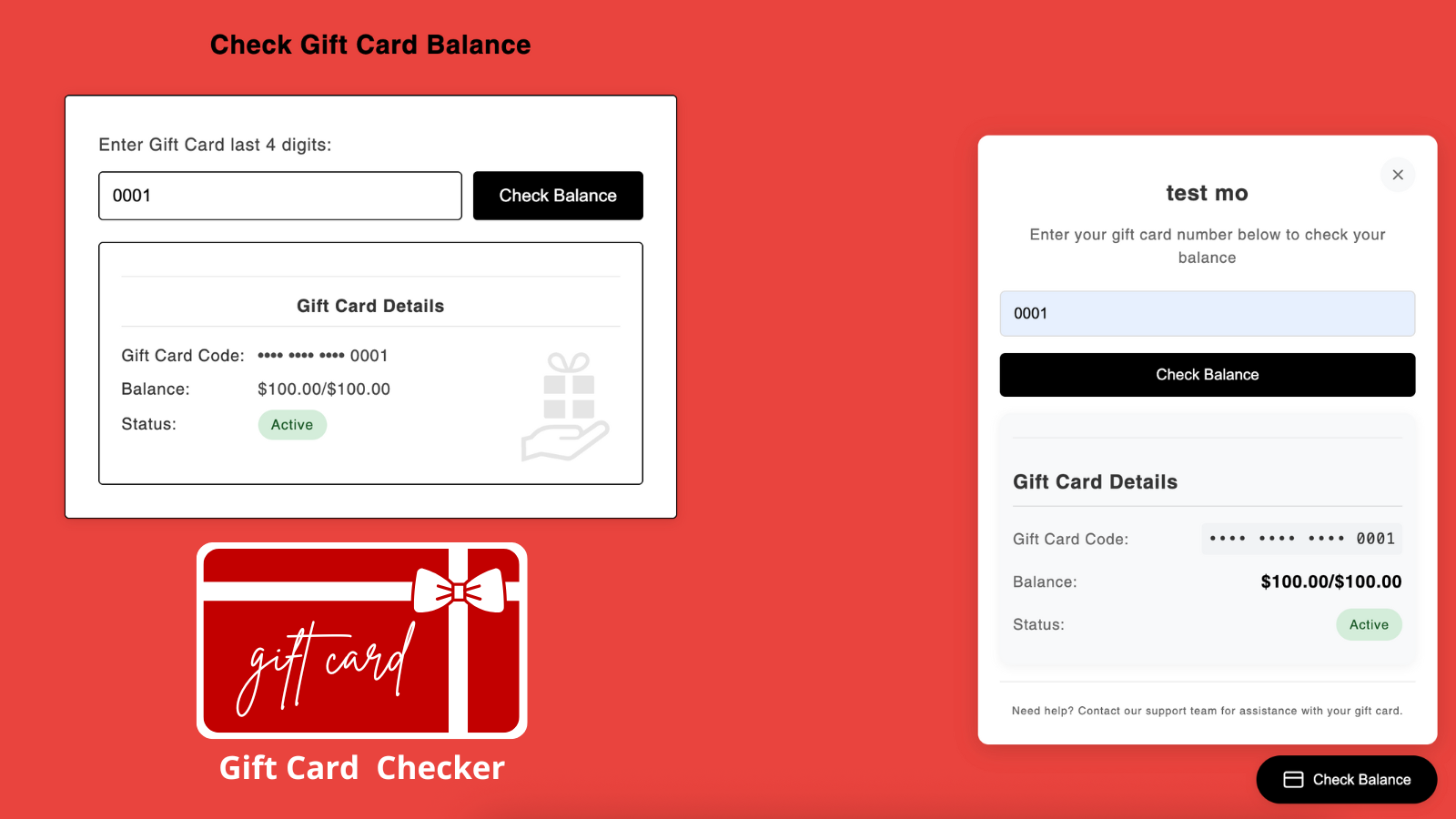 Optimized UI - Gift Card Balance Checker