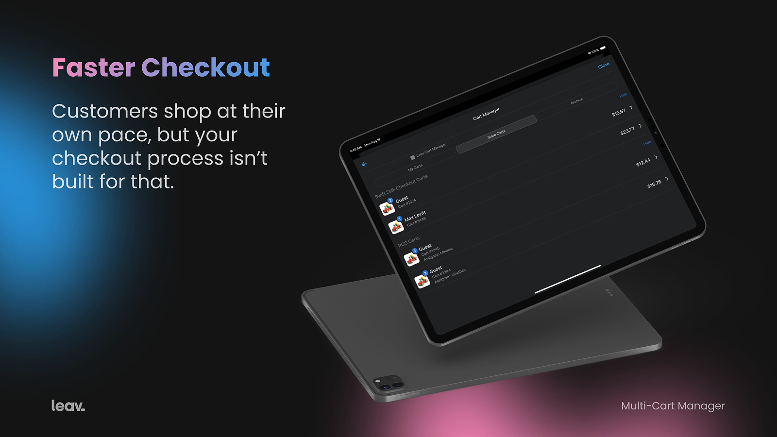 Cart Manager for POS, desktop view