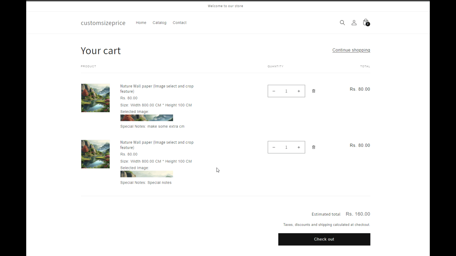 cart page