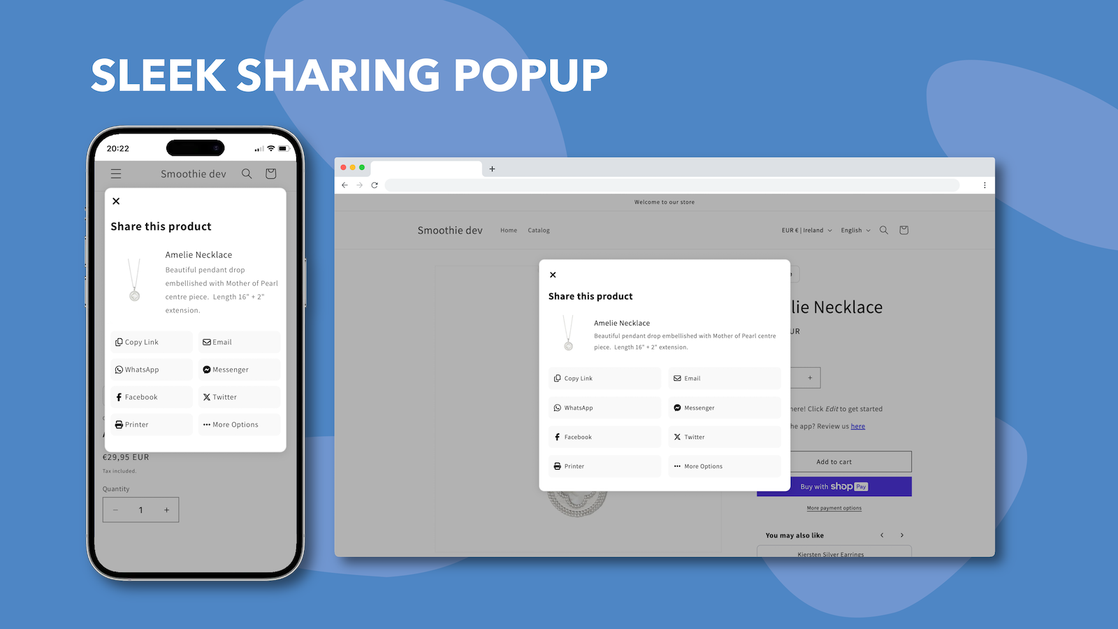 How sleek social sharing the app looks to the end user.