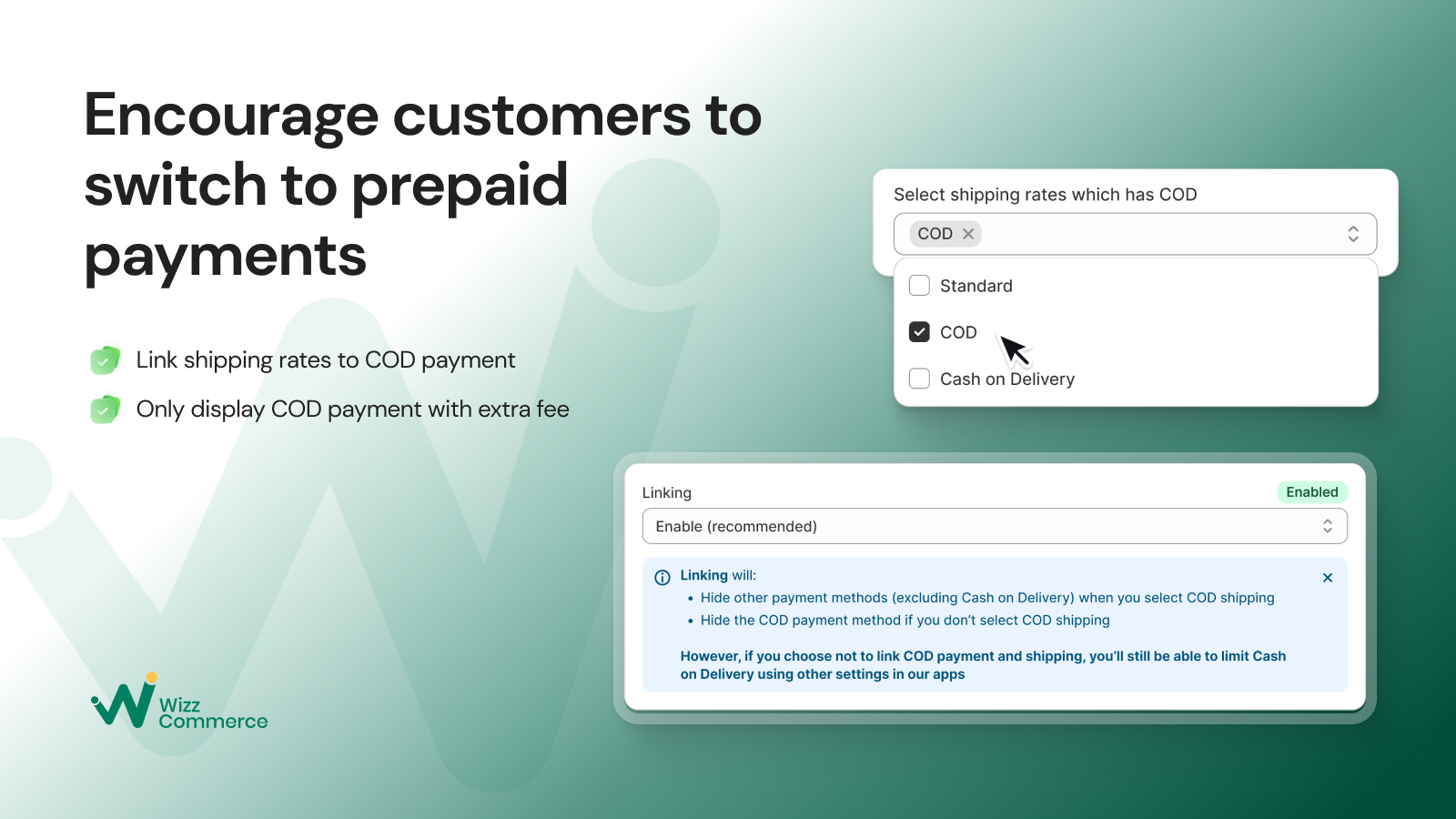 COD payment link to shipping rate and payment with extra fee