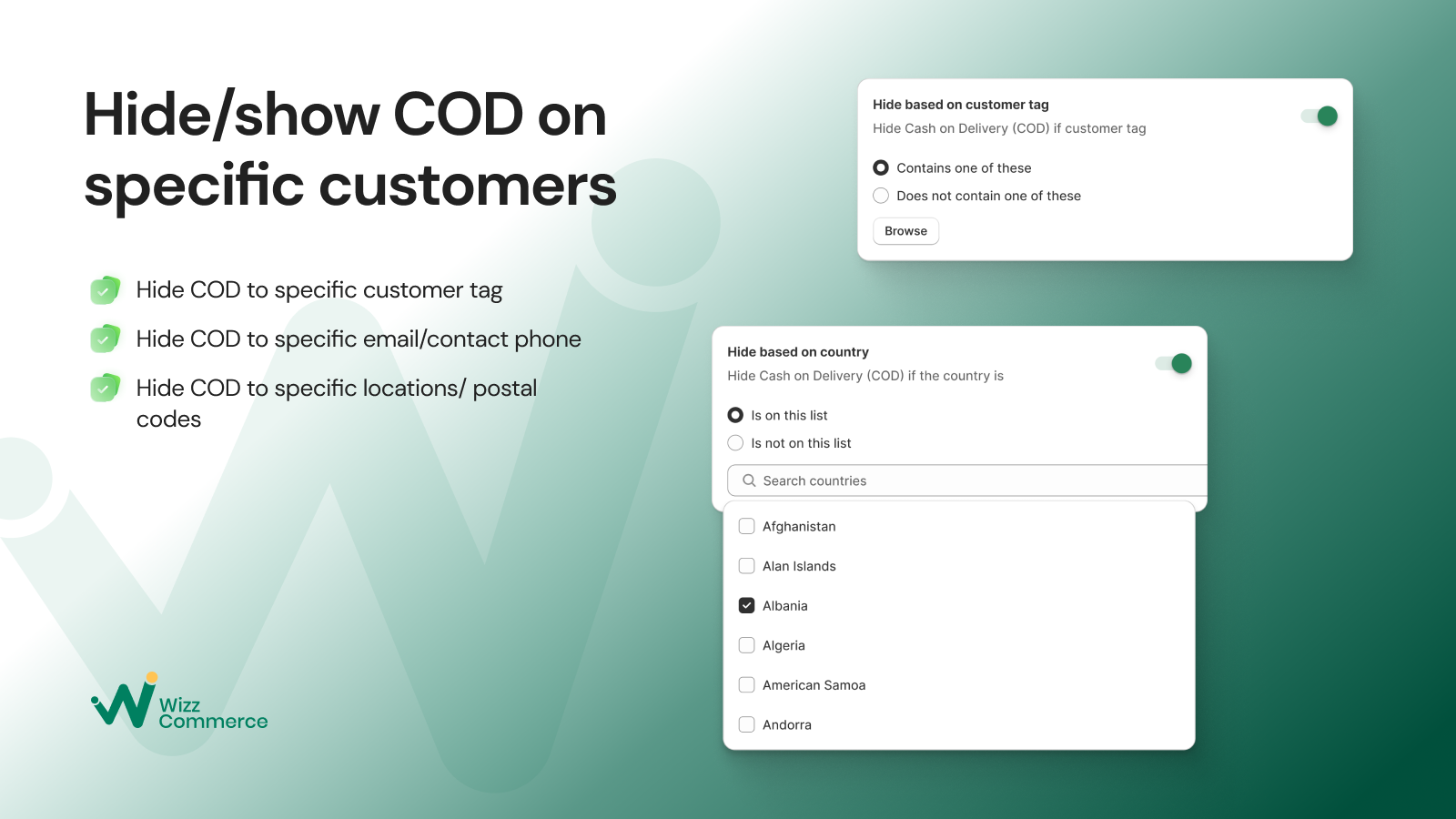 Show/ Hide COD based on special customers