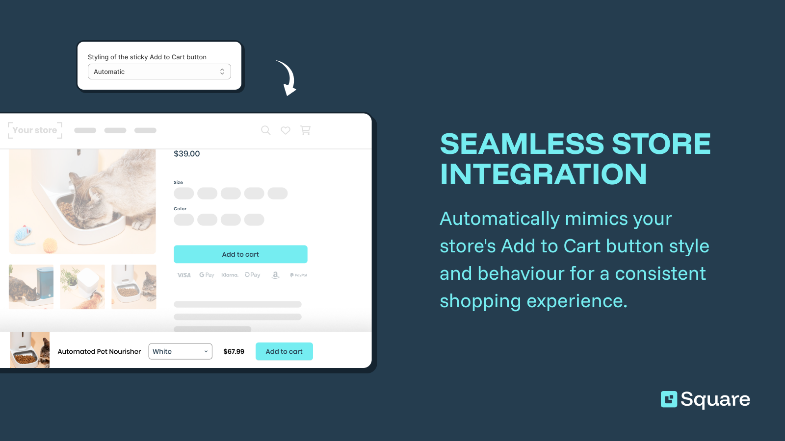 Square Sticky Add to Cart Bar offers seamless store integration