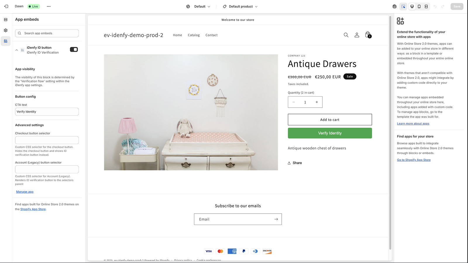 Identity Verification button customisation