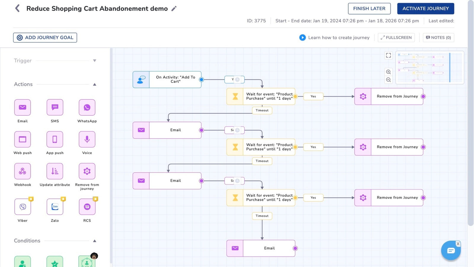 Simplified omni-channel journeys
