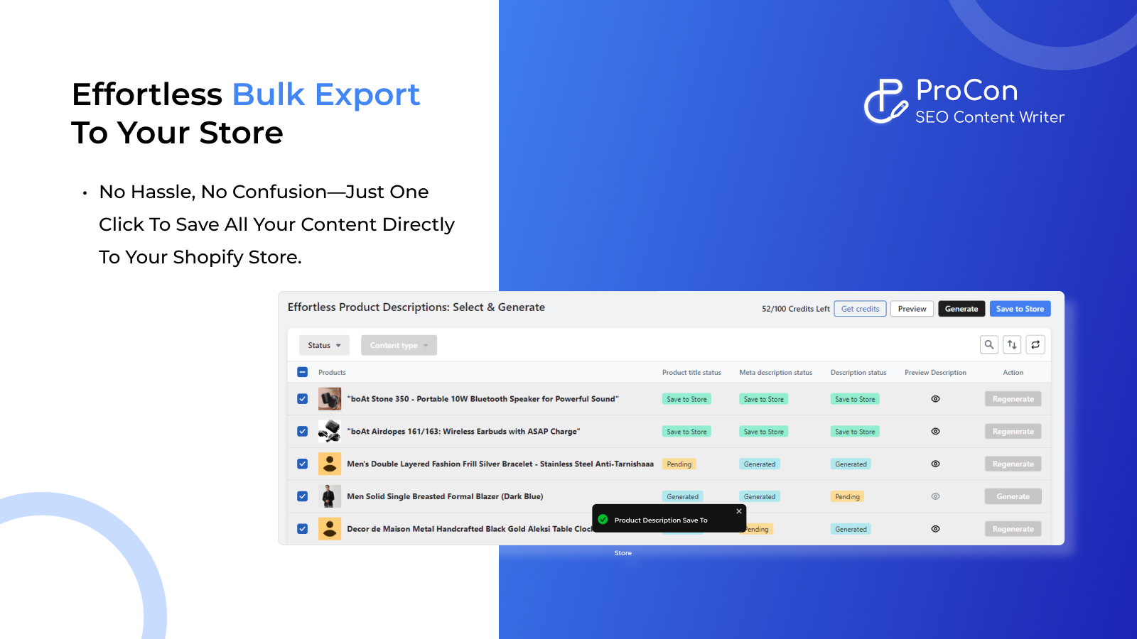 Effortless Bulk Export  to Your Store