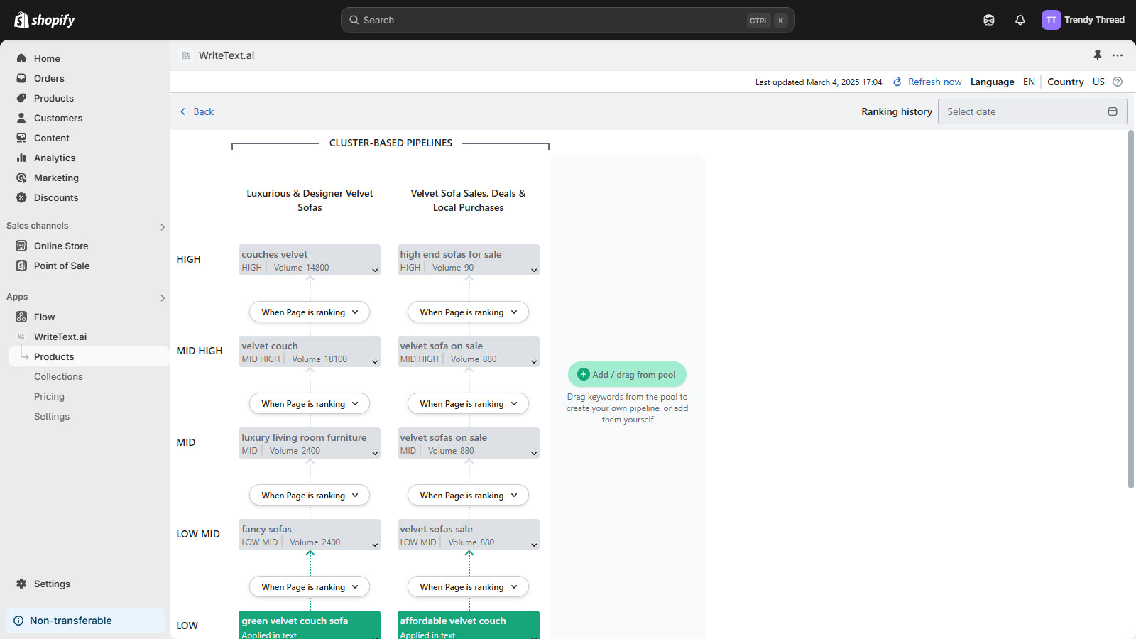 Keyword optimization pipeline for strategic keyword progression