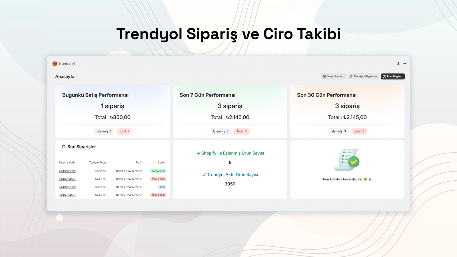Dashboard ekranı