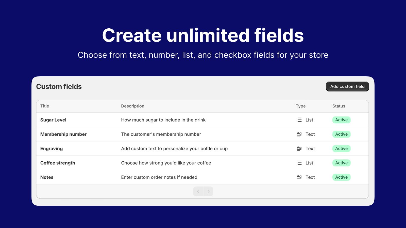 Create unlimited custom fields