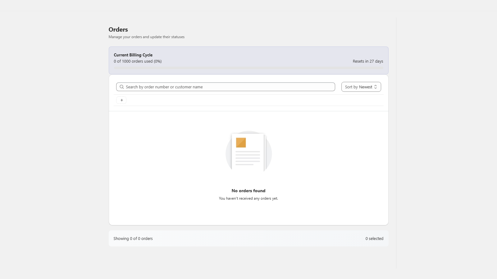 orders page to manage order statuses