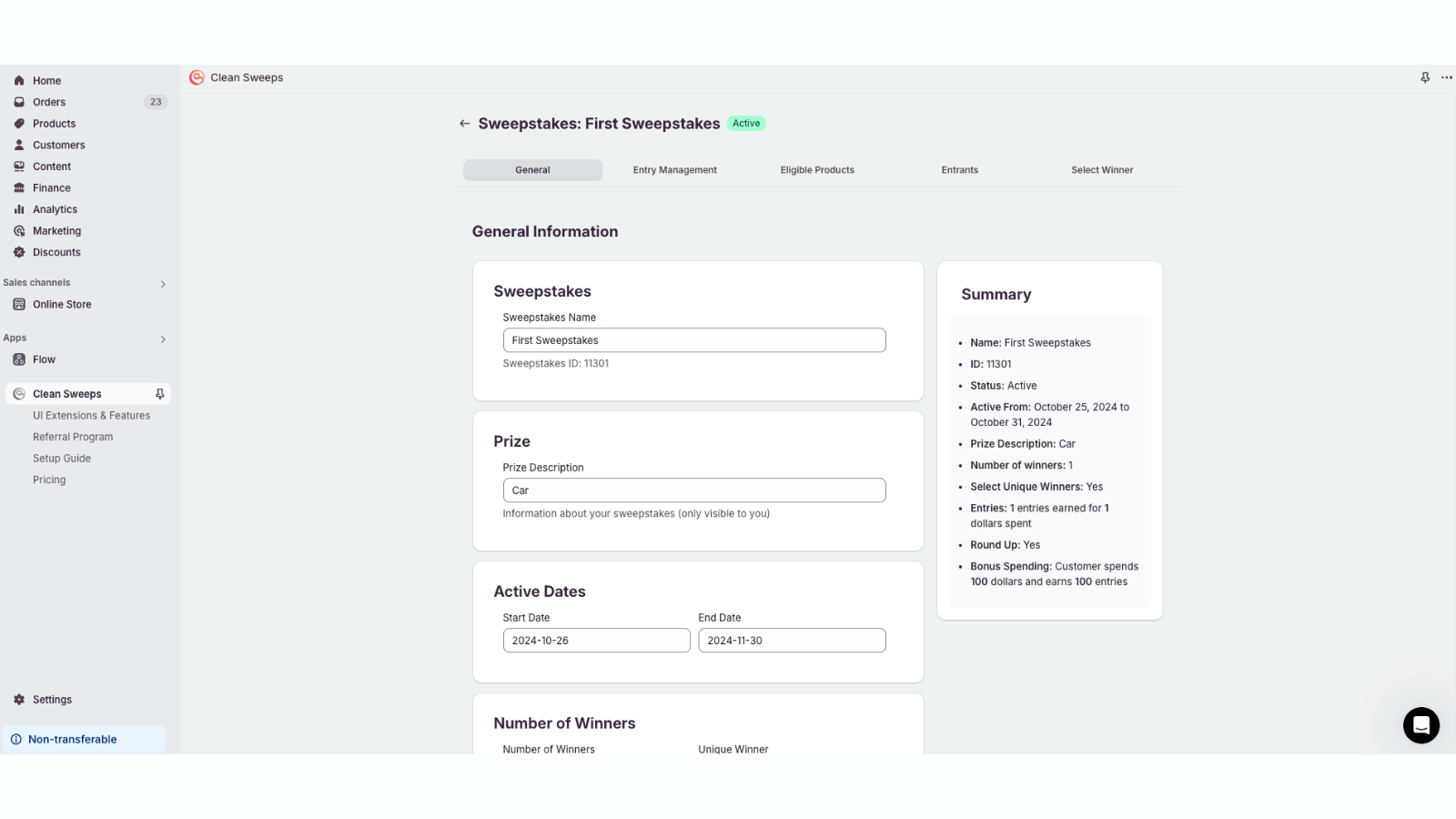 Harness full control over everything in your sweepstakes