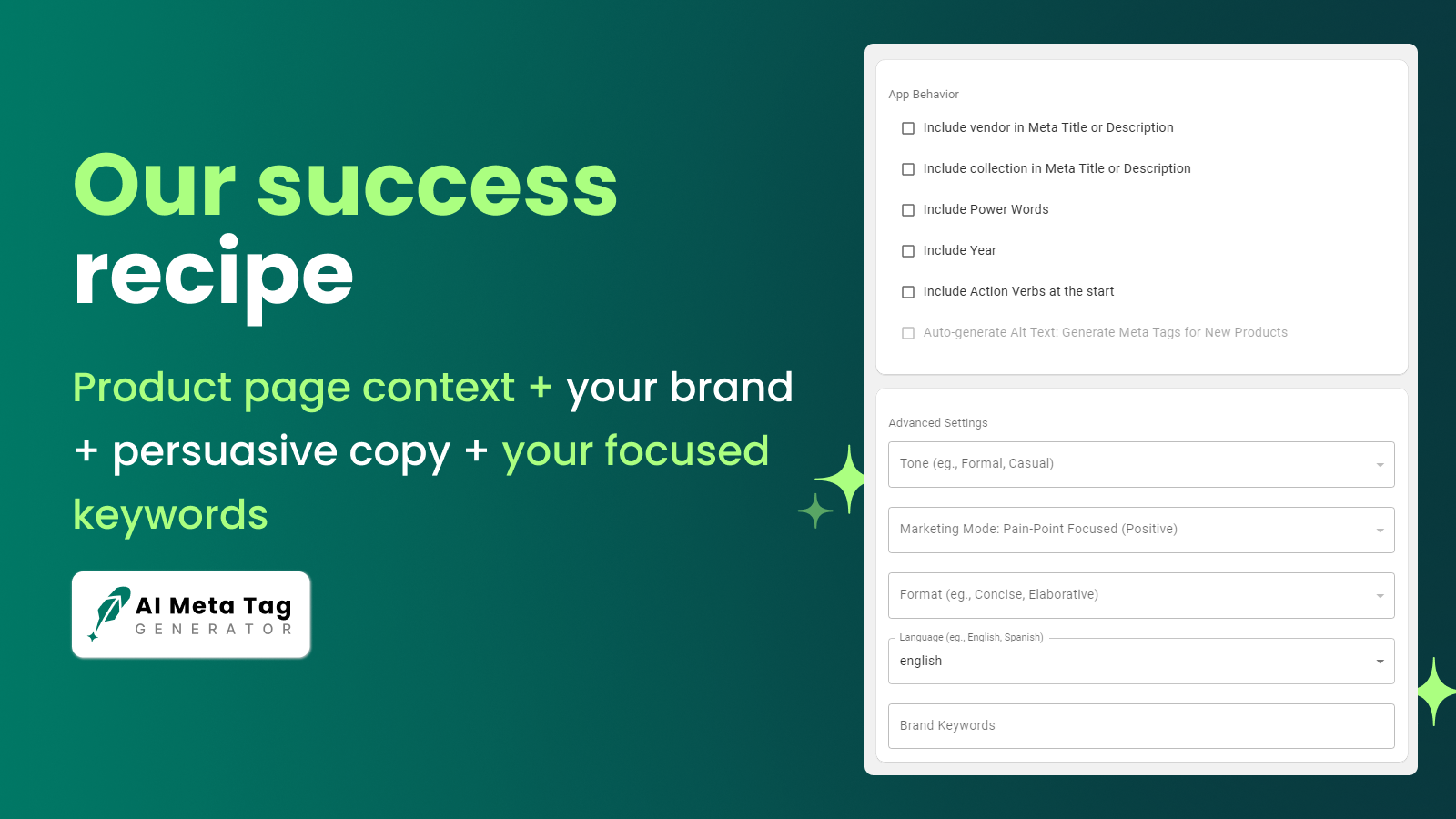 Our success recipe is ready to be auto deployed to your store