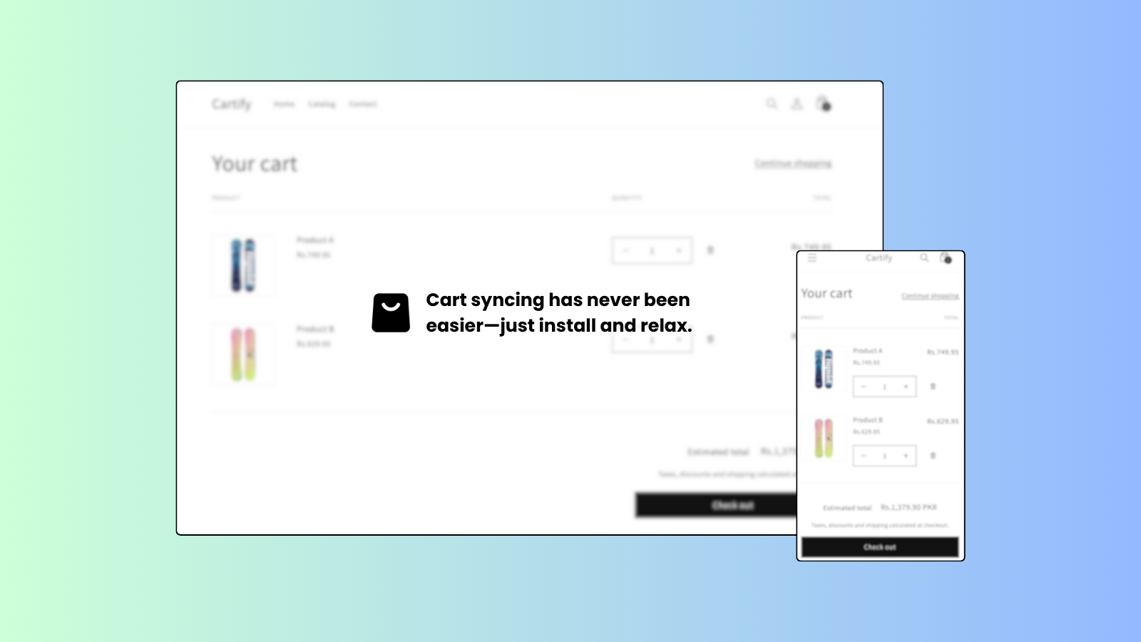 sync cart across devices - desktop, tablet, mobile