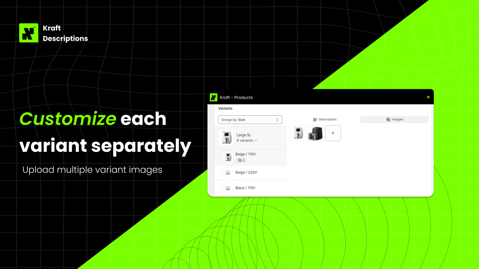 Customize each product variant separately