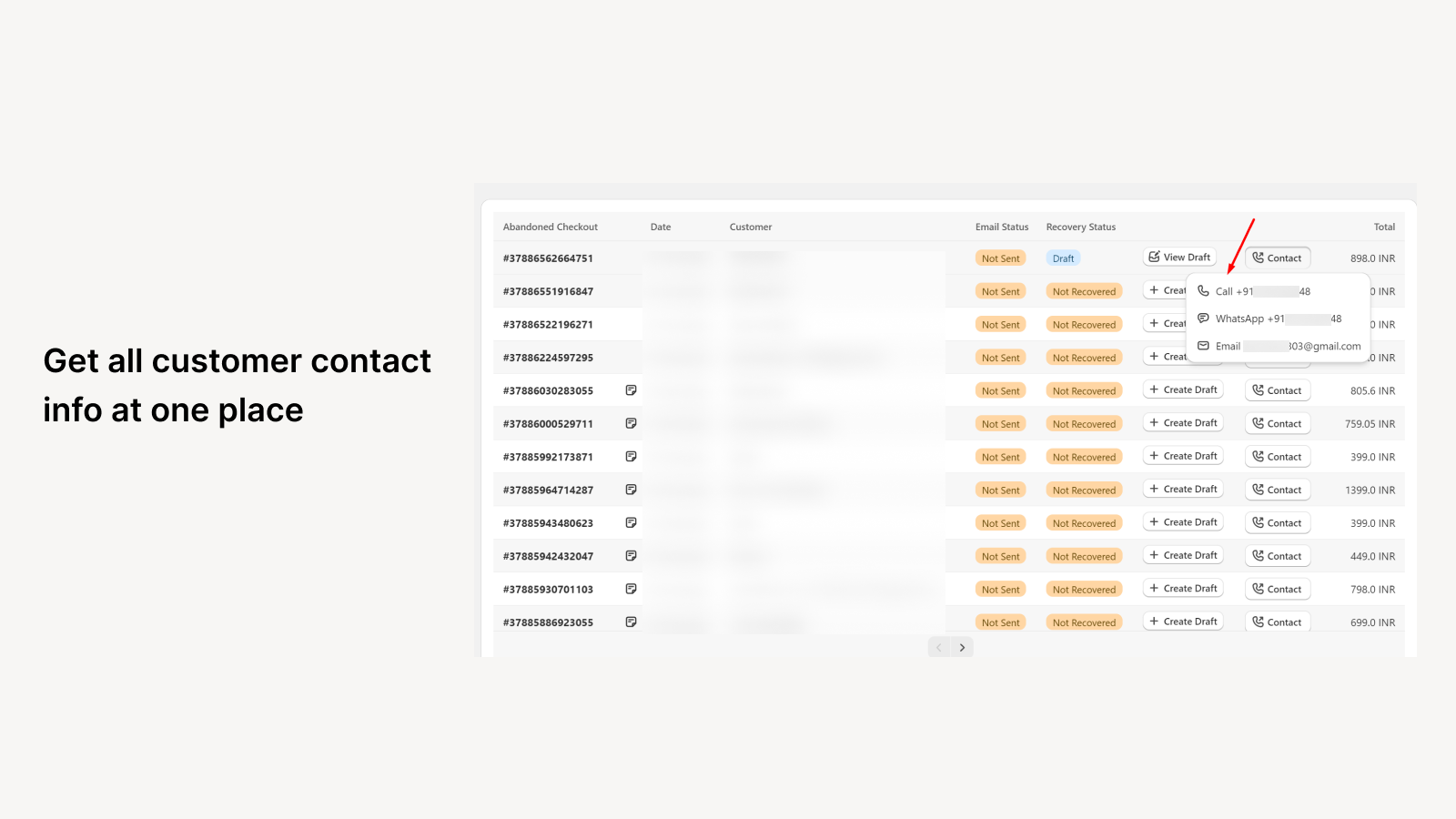 Get all customer contact info at one place