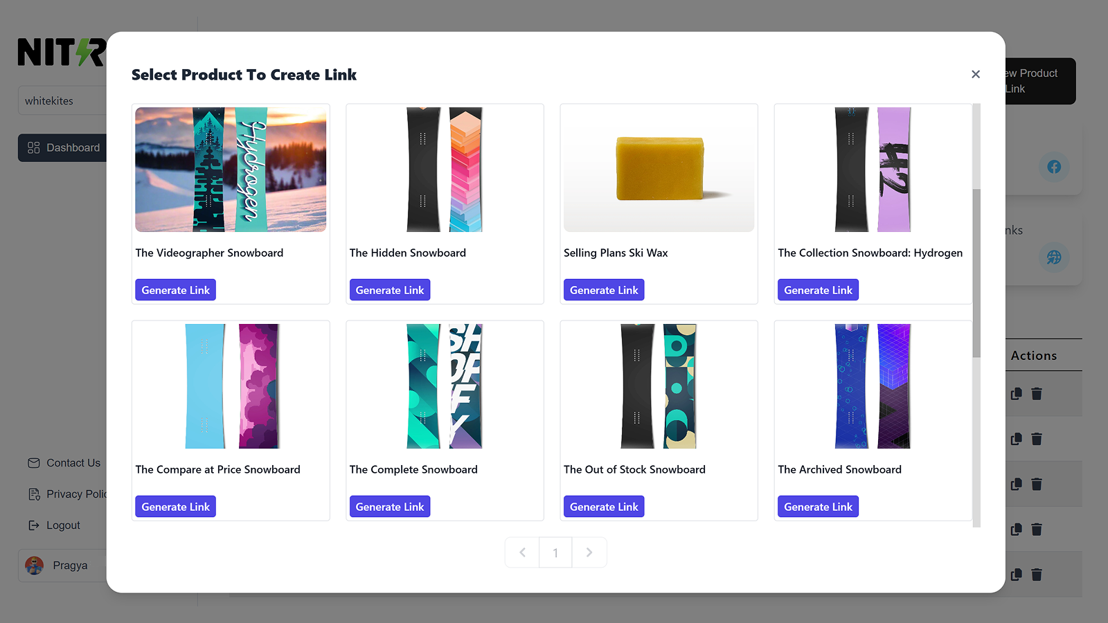 Generate product-specific links in one click for campaigns.