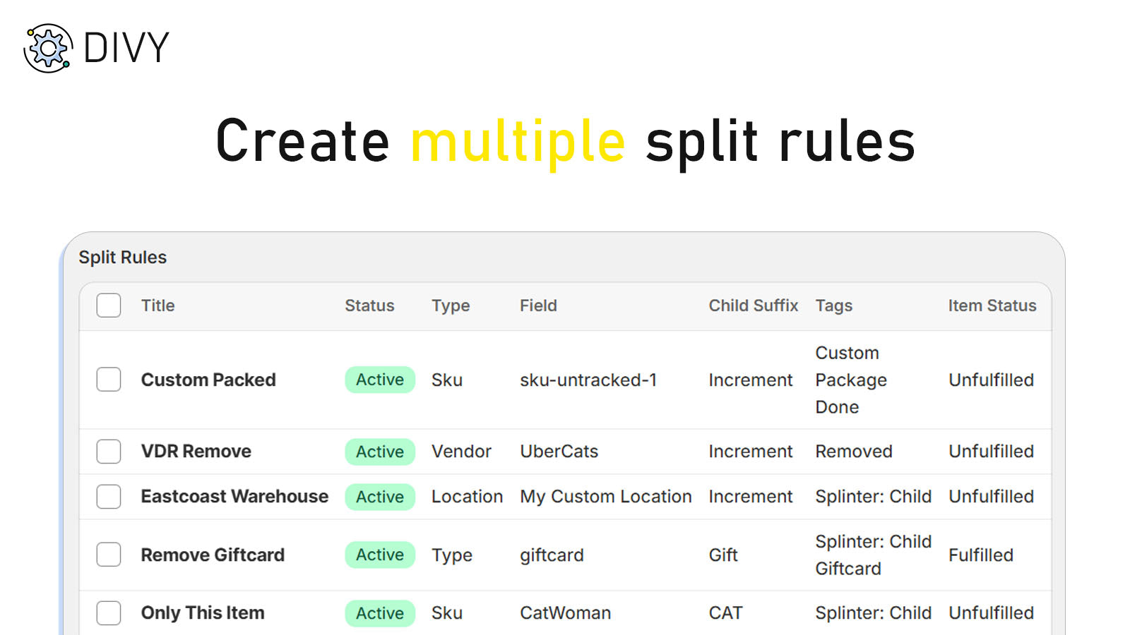 Create multiple split rules