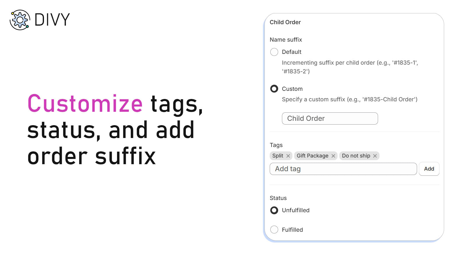 Customize child orders