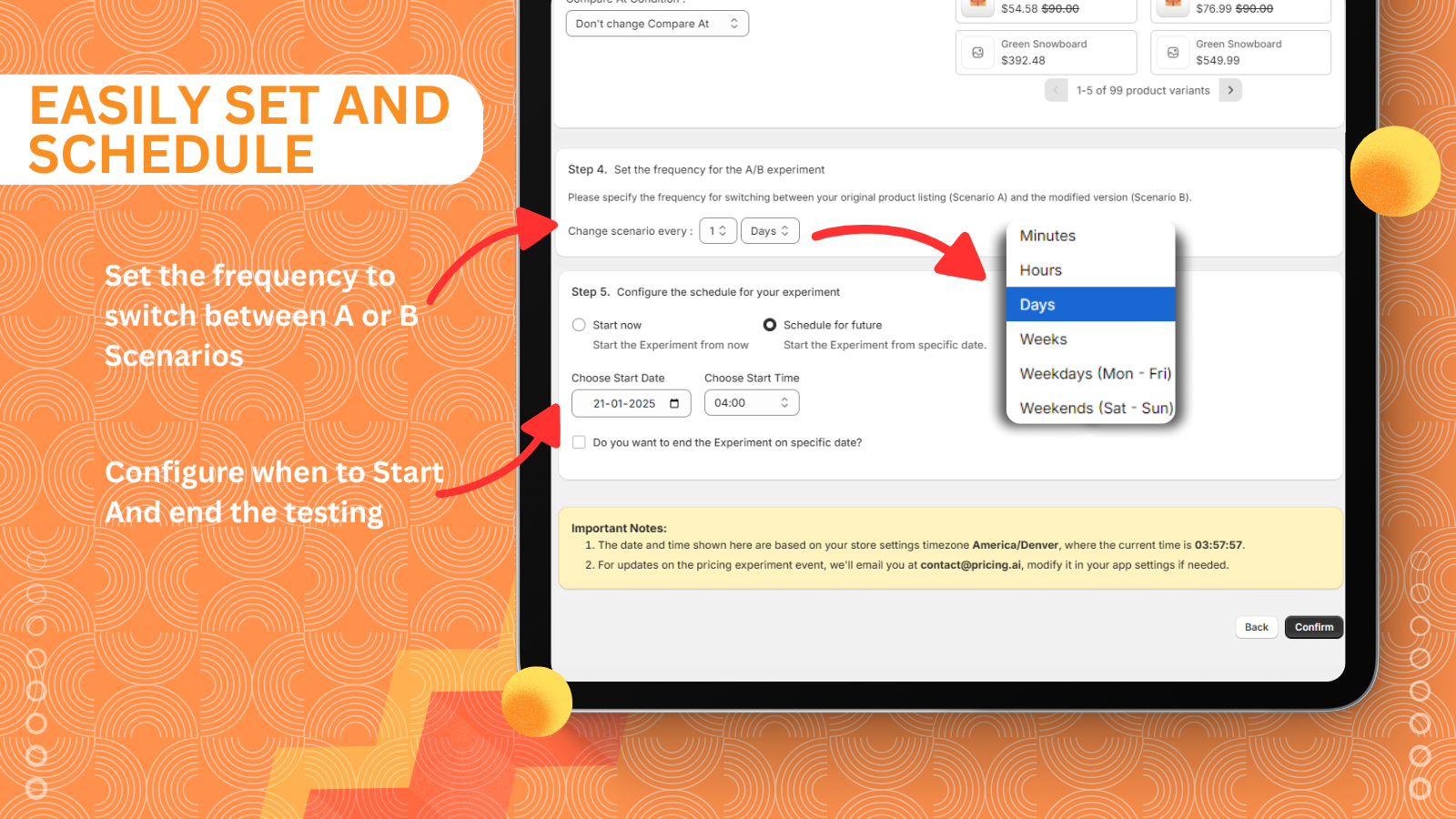 Pricing.AI - Schedule A/B Experiment