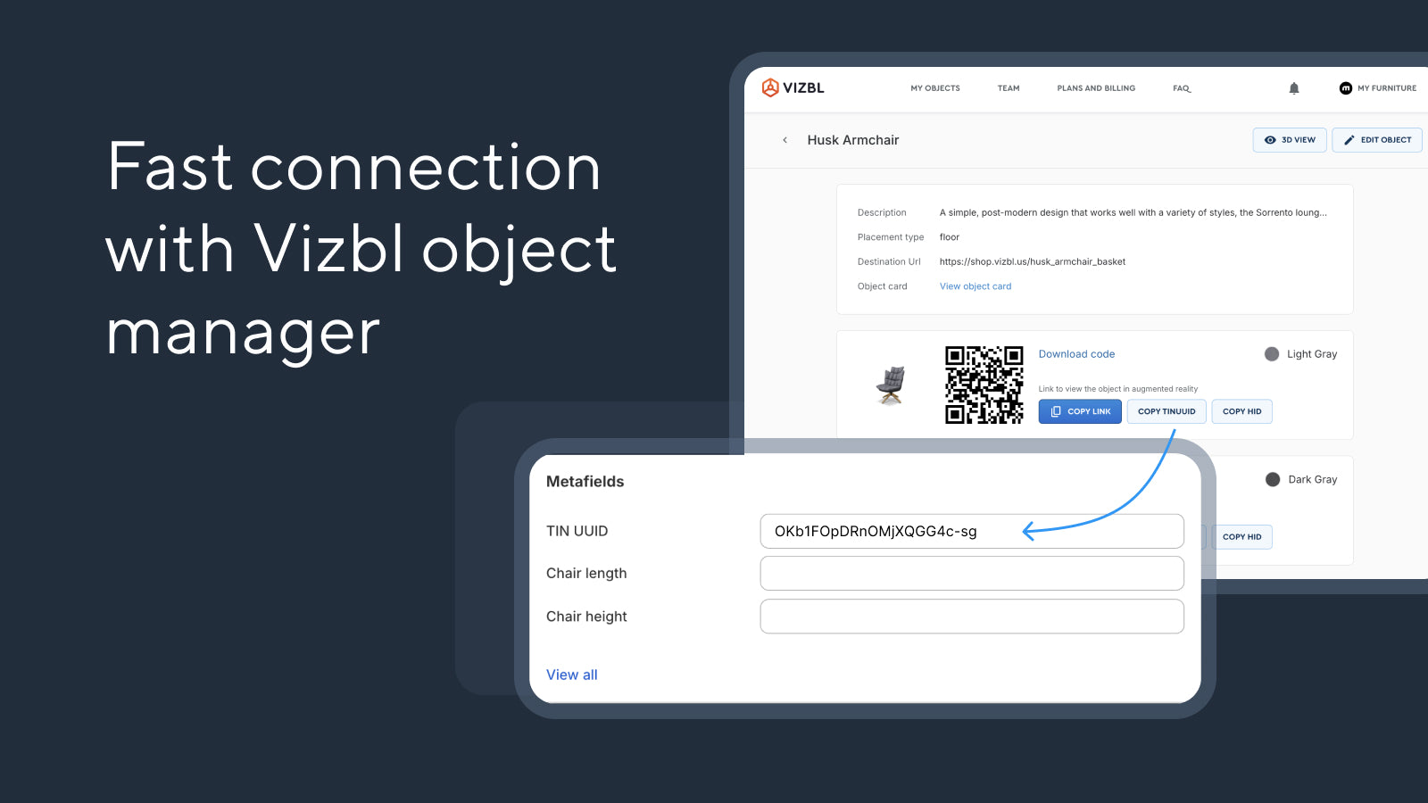 Fast connection with Vizbl object manager