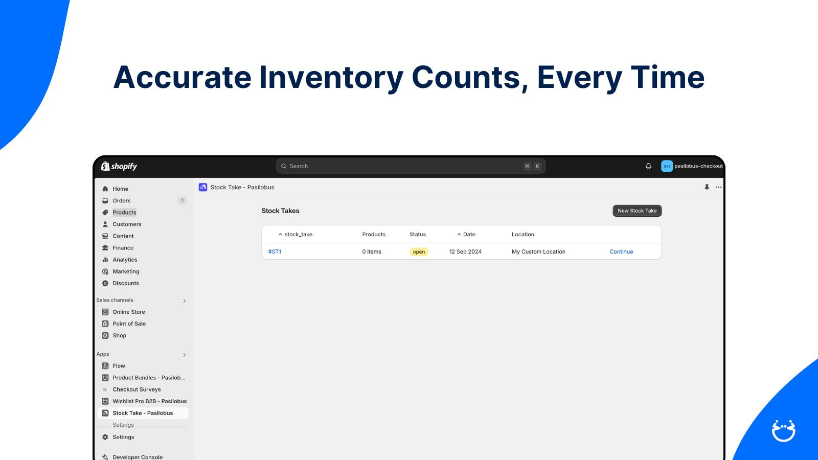 stock take shopify POS