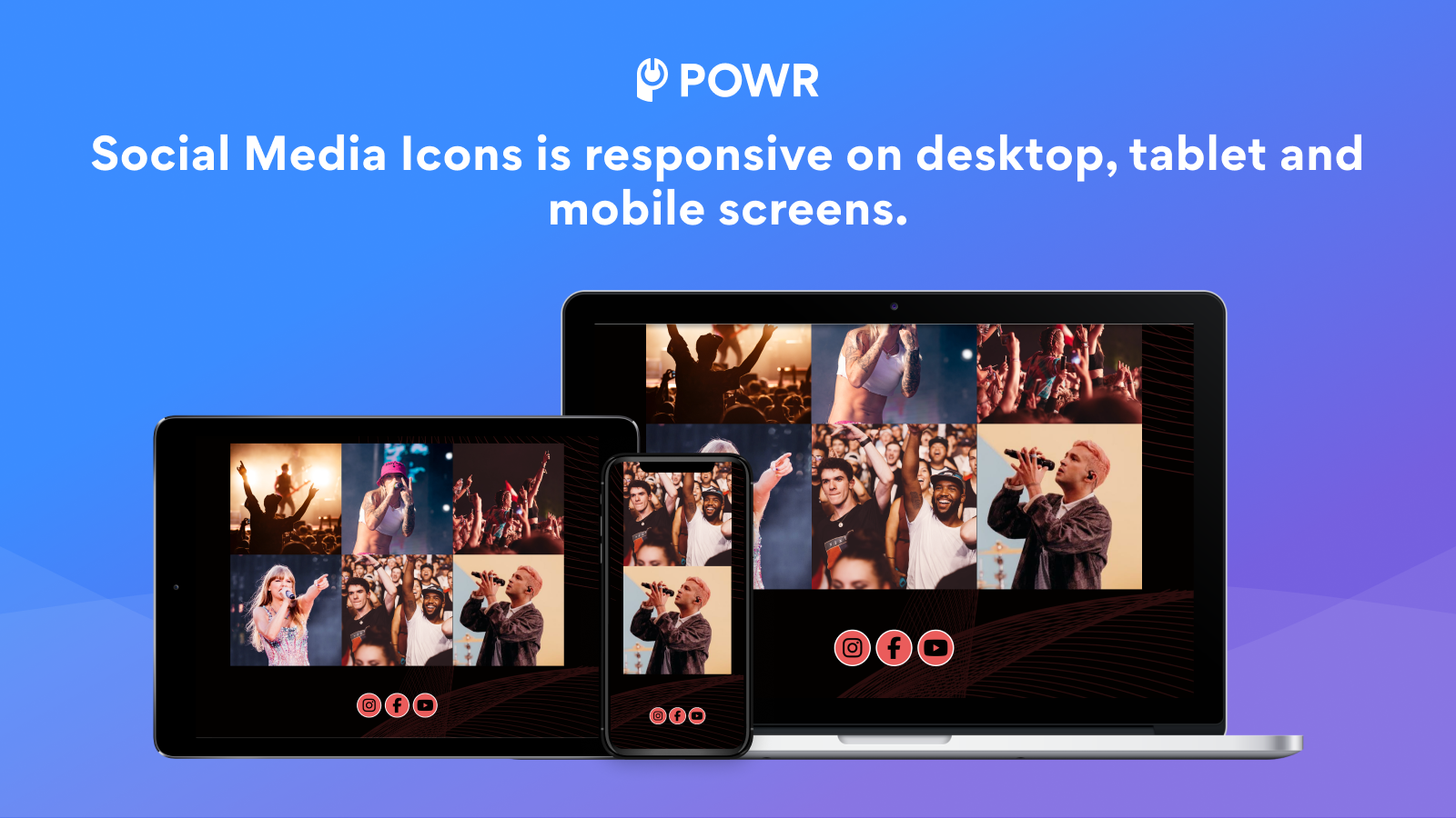 Social media icons is responsive on all connected devices