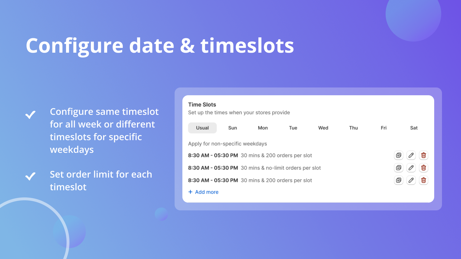 Configure date & timeslots