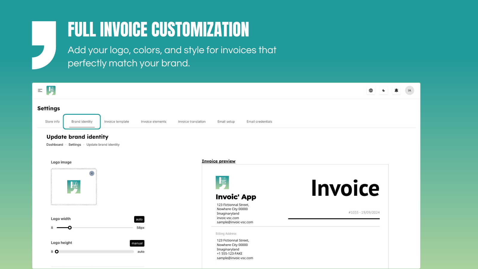 Full invoice customization