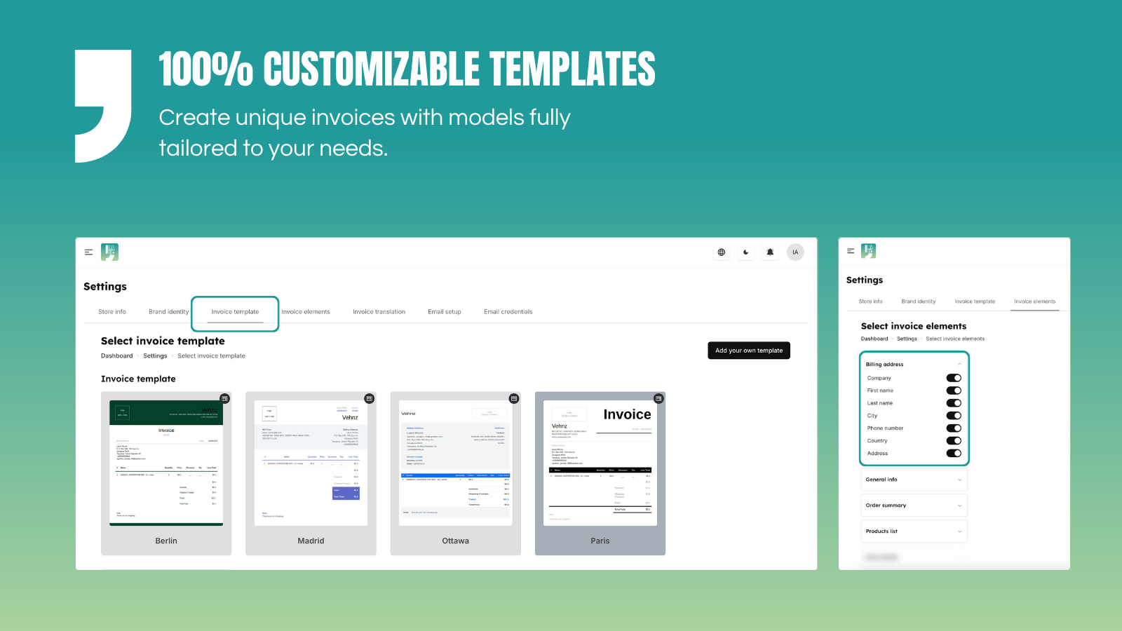 100% Customizable templates