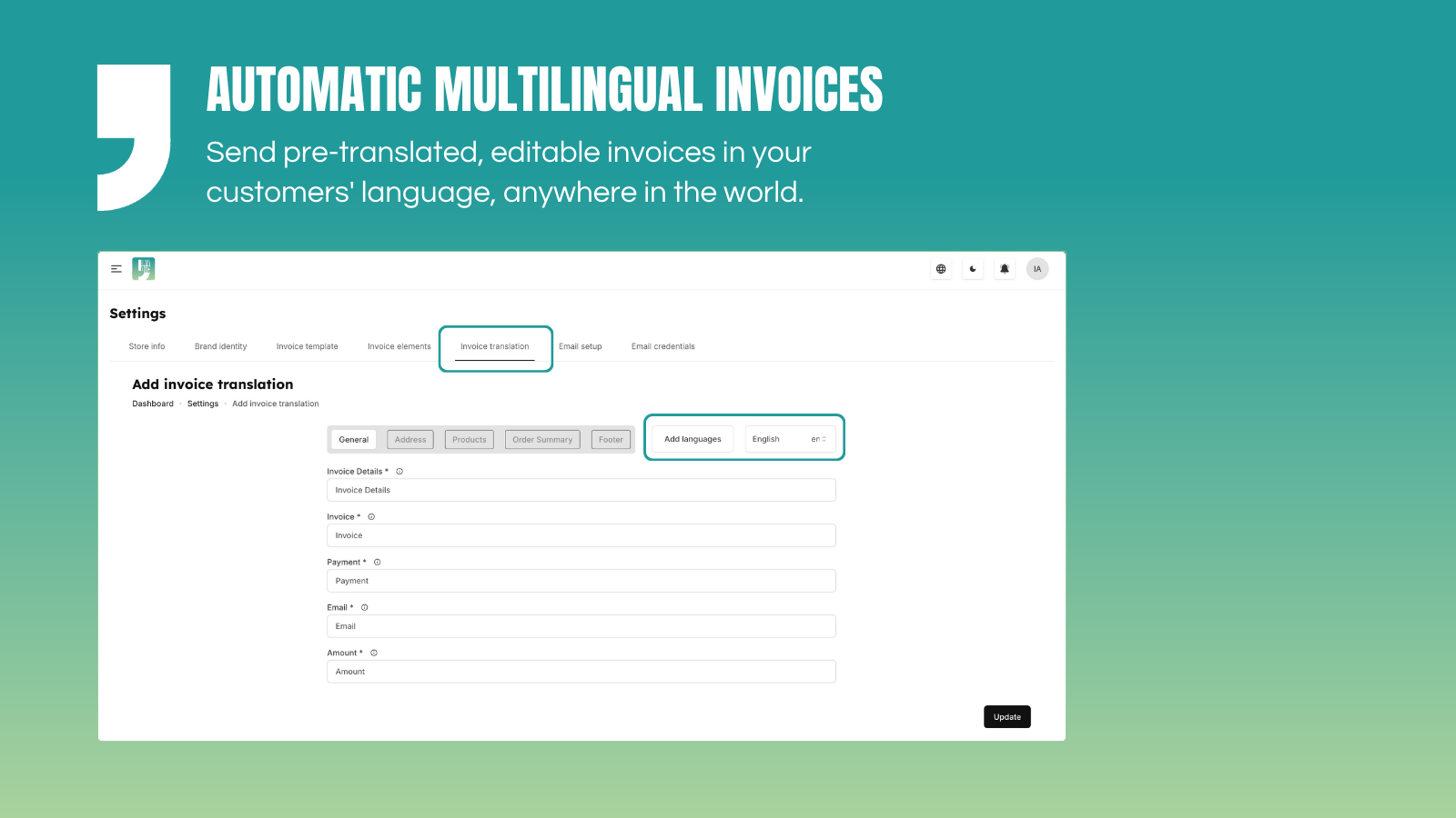 Automatic multilingual invoices