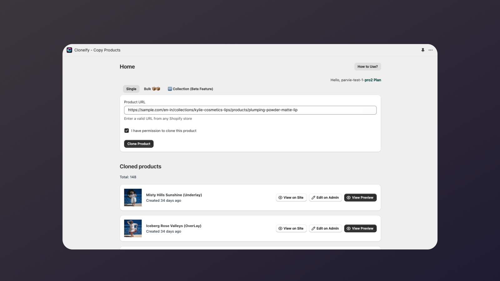 Copy URL from another store and 