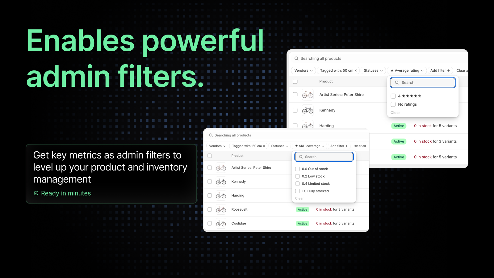 Use live metafields as admin filters for key insights