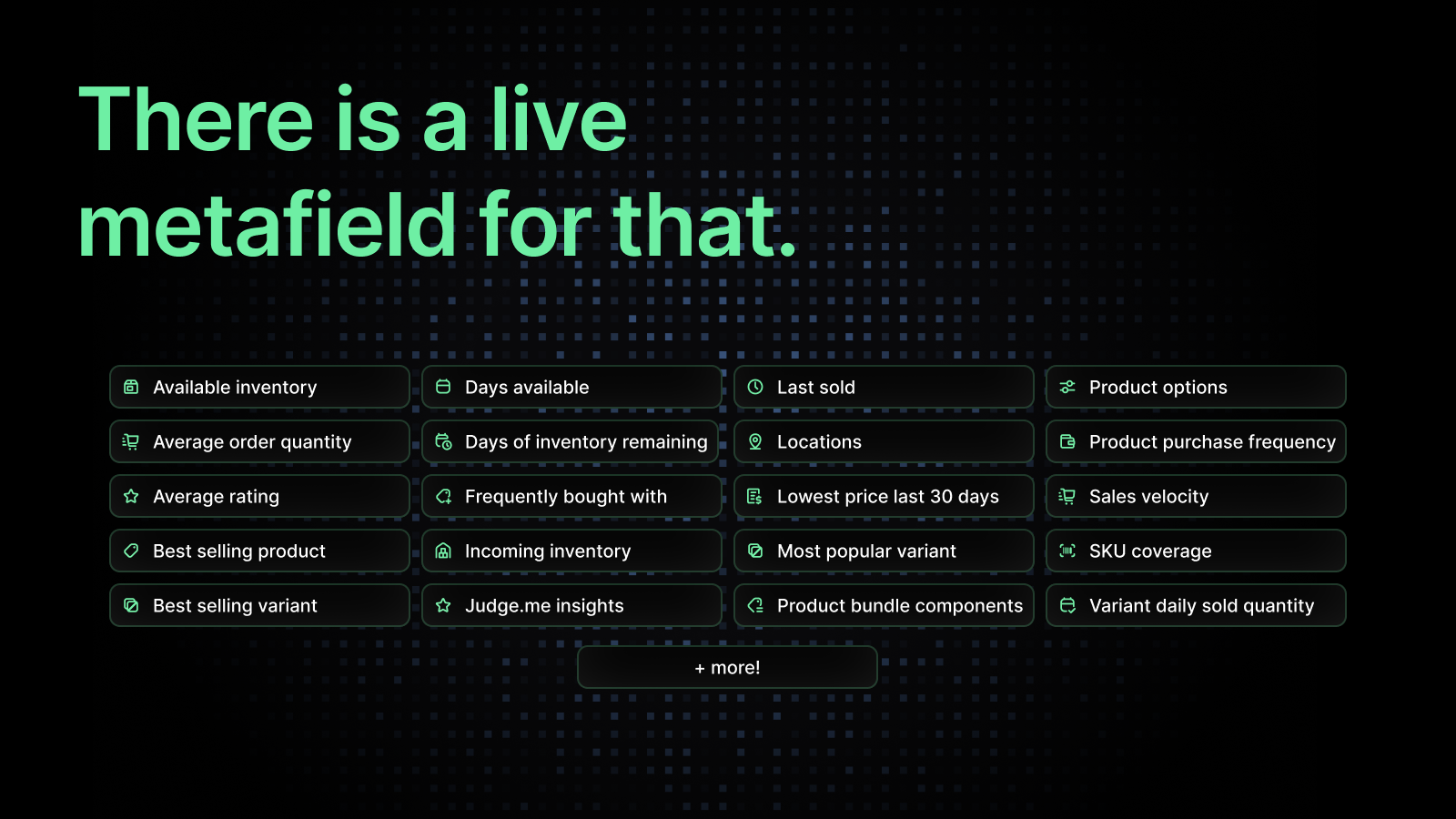Comprehensive library of live metafields