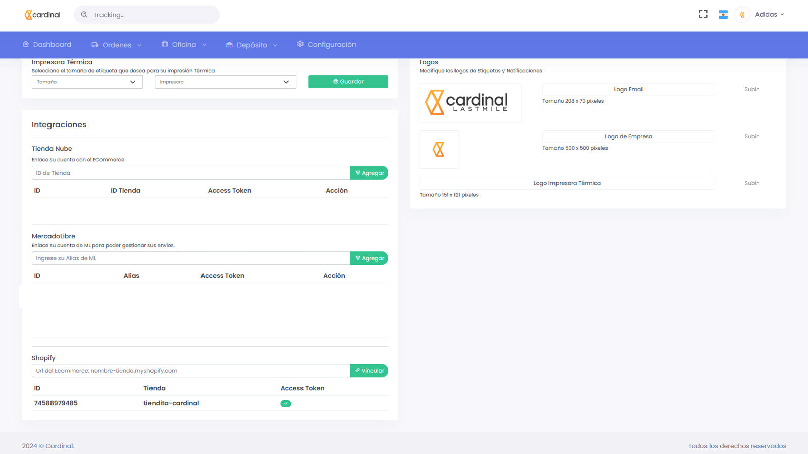 Panel de control - Configuración