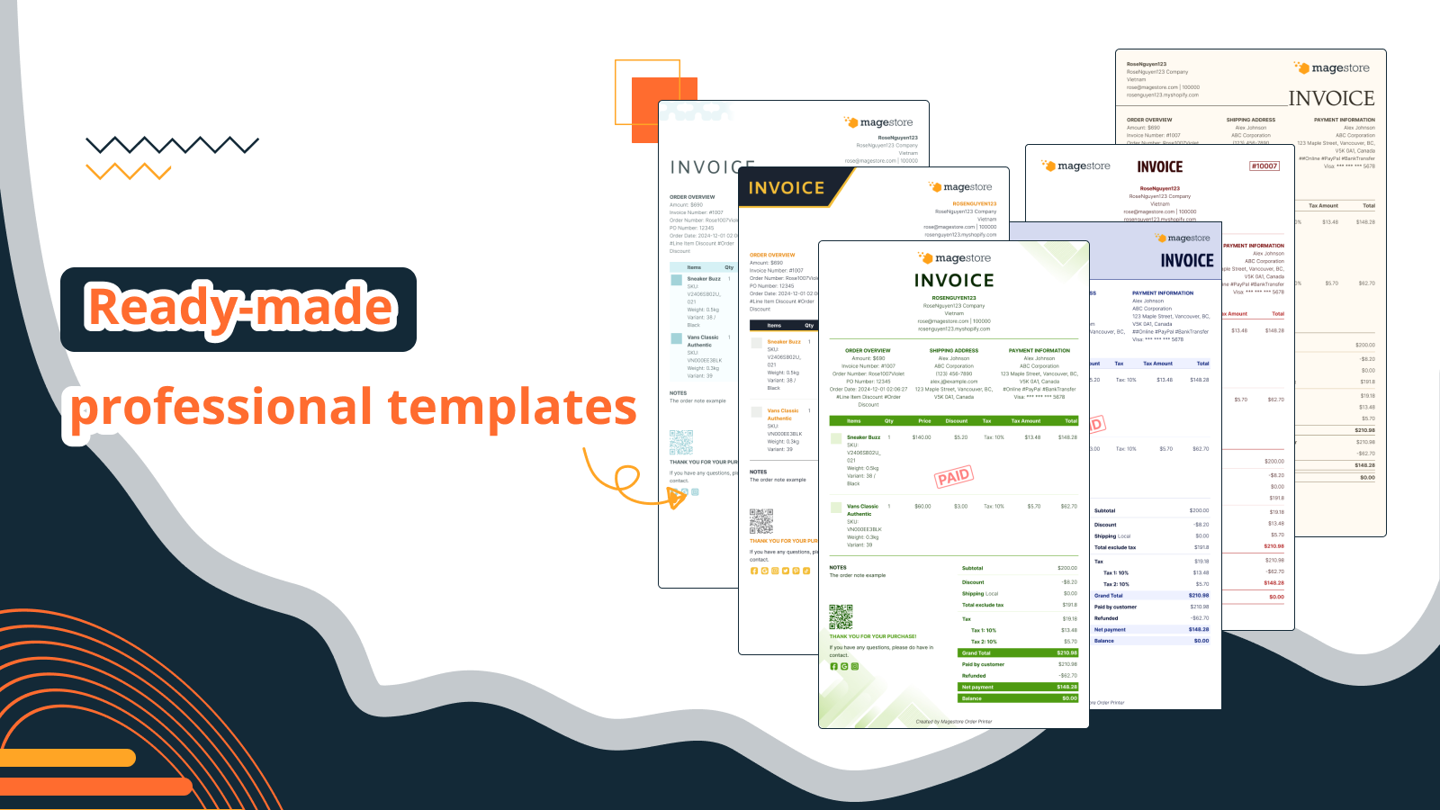 Enjoy a collection of ready-made professional invoice templates