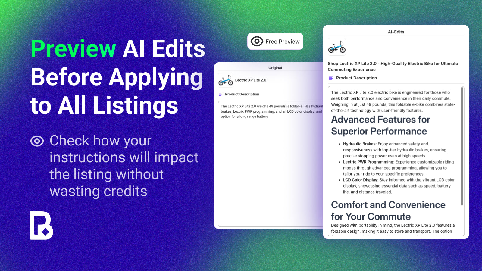 Preview AI edits before applying them to your listings