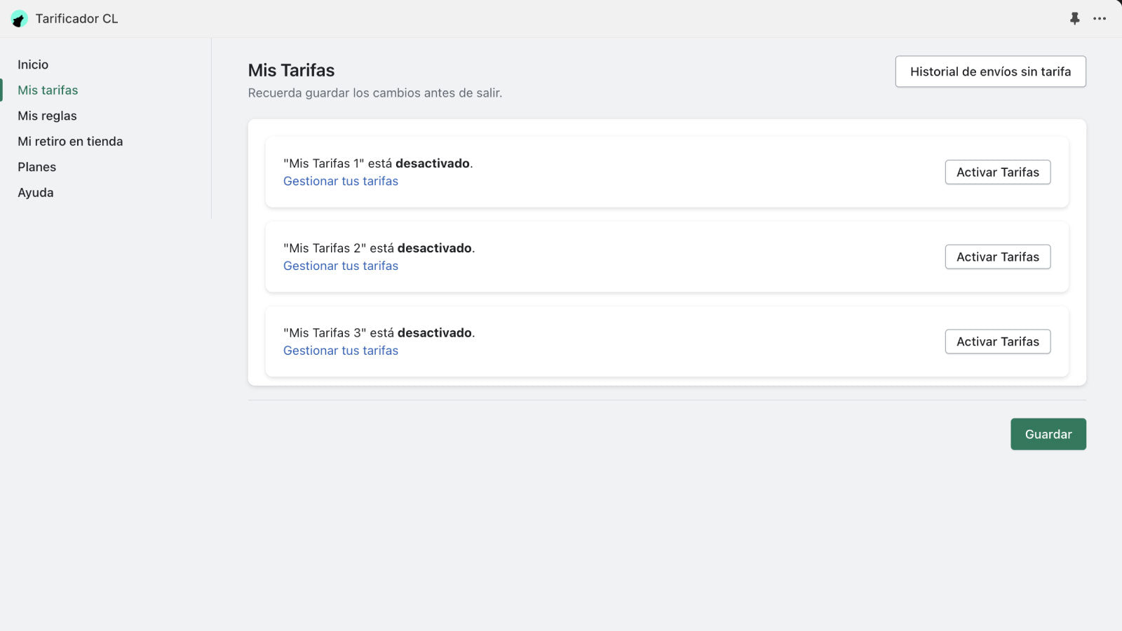 Tarificador CL - Lobo Creaciones - Shopify Experts