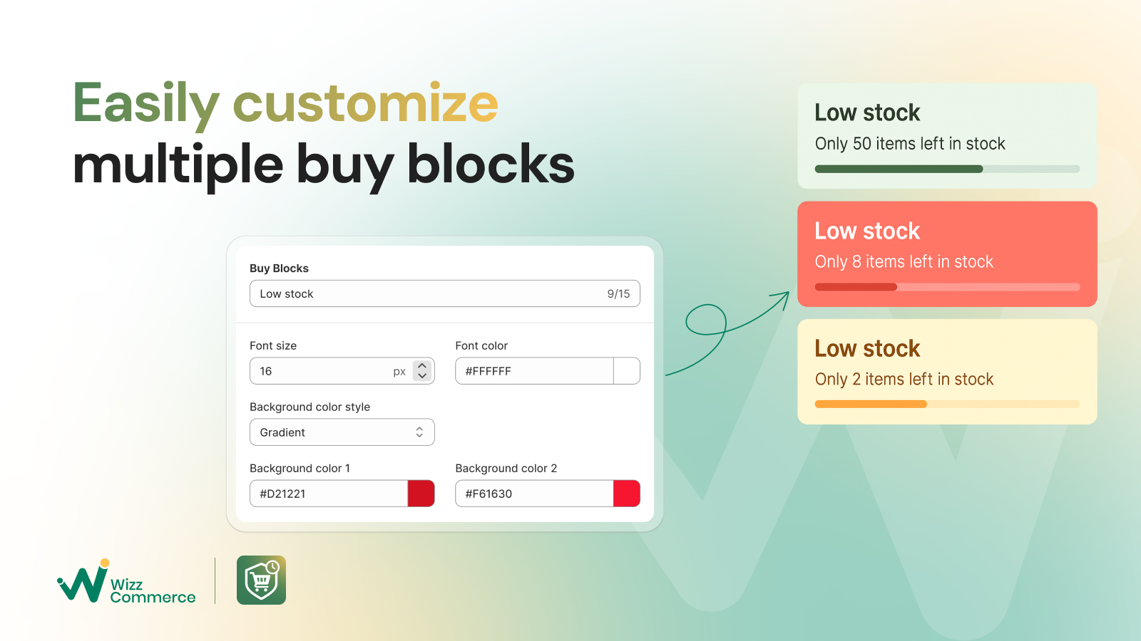 Easily customized product blocks