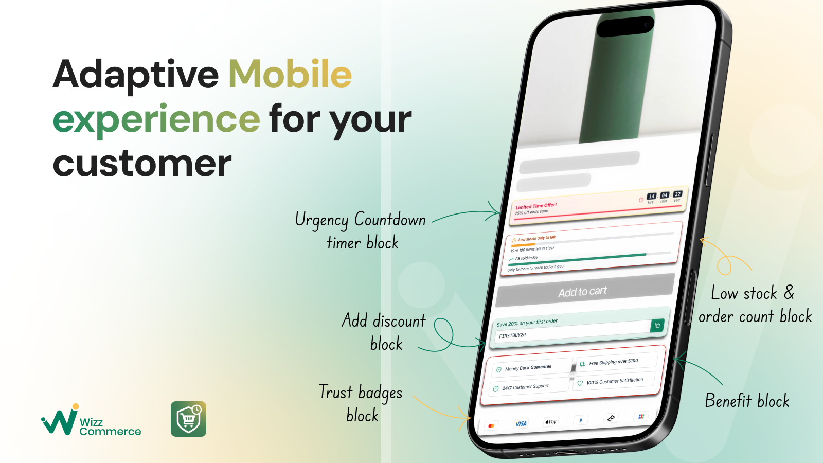 Product page blocks: Adapted to mobile view