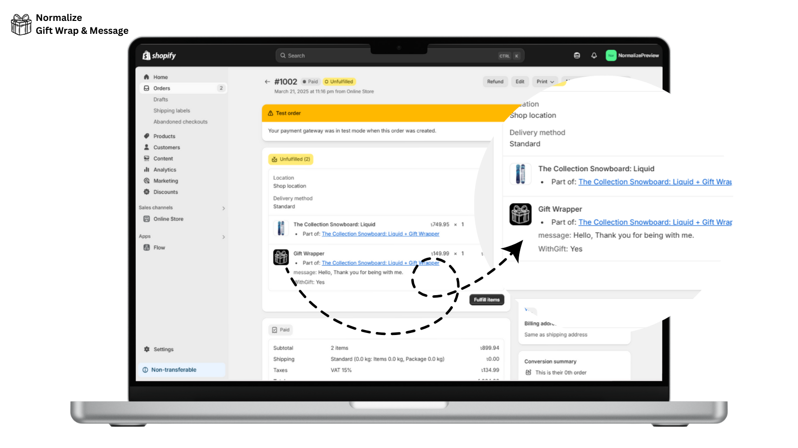 Shopify order preview
