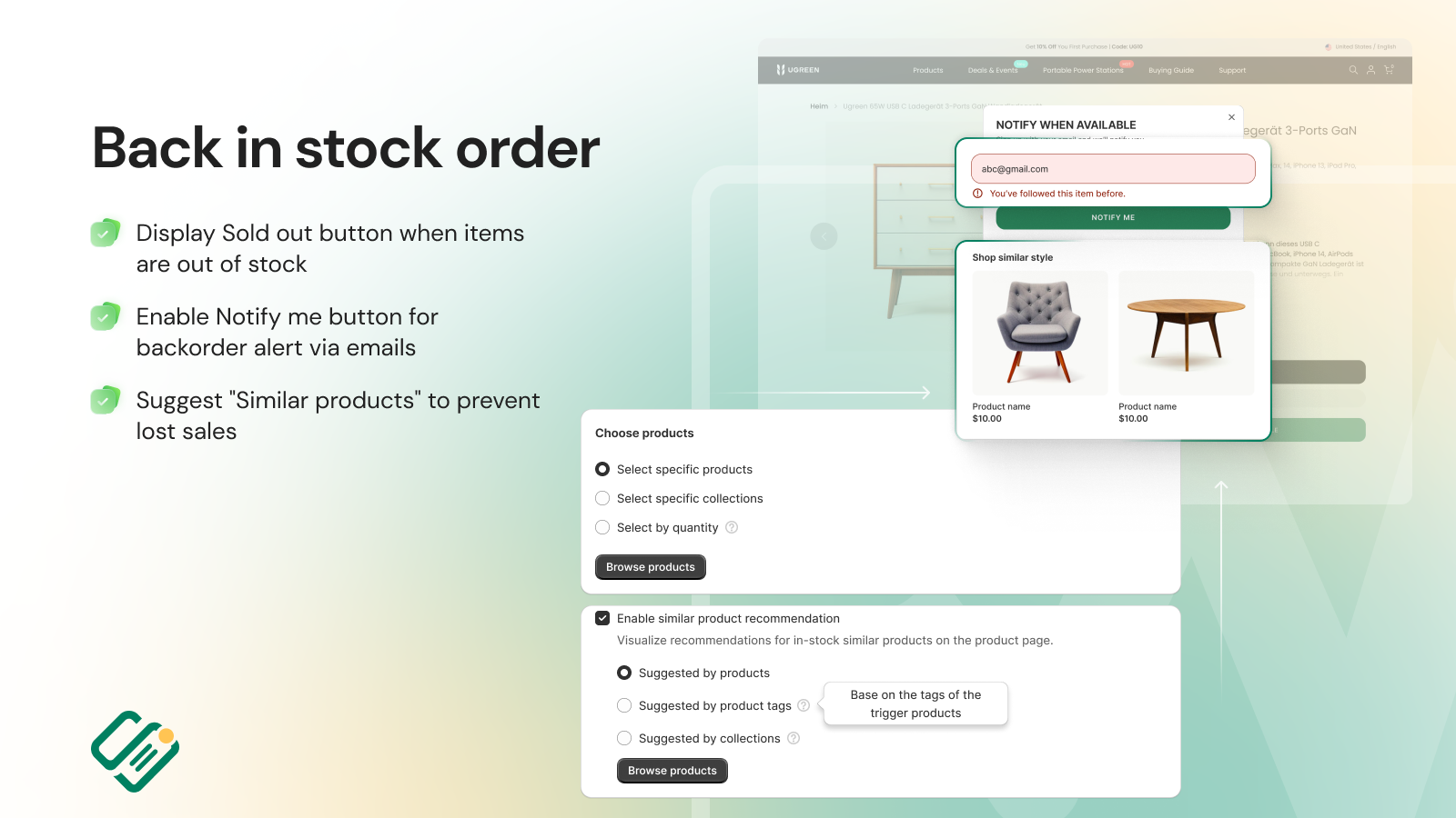 Back in stock, restock alerts, notify me