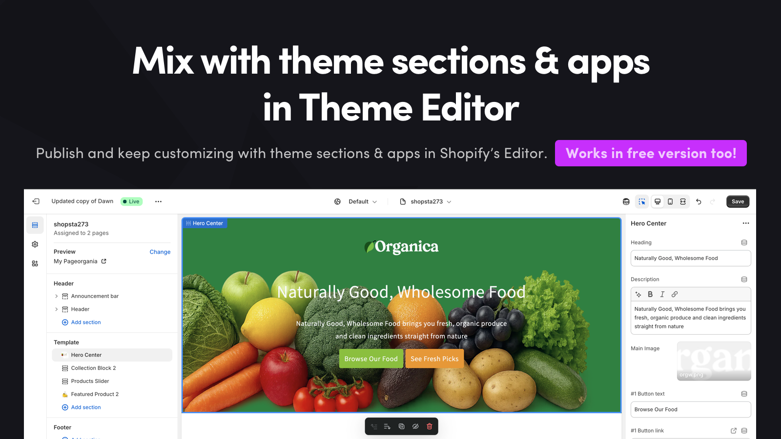 Page builder compatible with Theme Editor